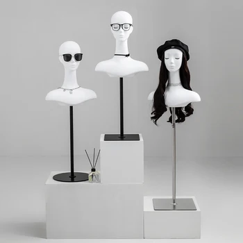Белая женская голова манекена с длинным дисплеем для парика, шляпы, украшений и шарфа