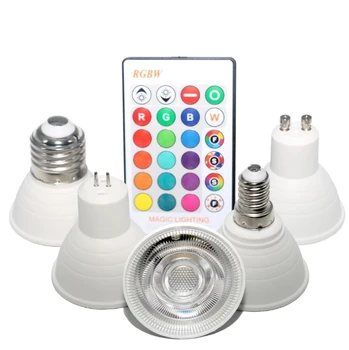E27 RGB Прожектор E14 Светодиодная лампа GU10 Smart Lamp MR16 Светодиодная лампа с регулируемой яркостью Неоновый свет 220 В, Меняющая цвет Лампа для декора комнаты