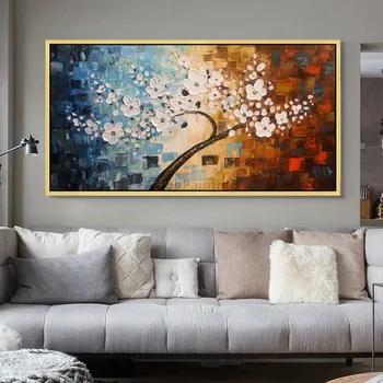 Холст для рисования мастихином 3D текстура цветок дерево живопись Настенные картины Для гостиной домашний декор caudros decoracion084
