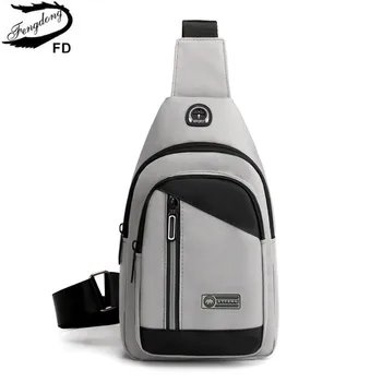 Fengdong мужская маленькая нагрудная сумка, мини-сумки через плечо для мужчин, дорожный рюкзак, спортивная сумка на одно плечо с разъемом для наушников, сумка для телефона для мальчиков