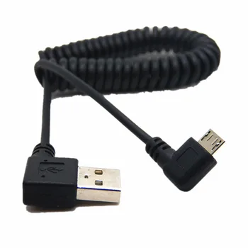 кабель USB Micro USB с углом наклона 1 м 90 градусов Для зарядки от USB до Micro USB Пружинный выдвижной кабель Datos Для синхронизации данных Шнур зарядного устройства в спирали
