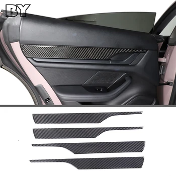 Для Porsche Taycan 2019-2022 Автомобильные Аксессуары Модификация Декоративной Наклейки На Внутреннюю Дверную Панель Из Мягкого Углеродного Волокна