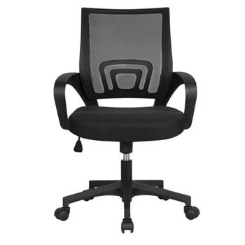 Офисное кресло с регулируемой средней спинкой, сетчатое, поворотное, с подлокотниками, офисное кресло, компьютерное кресло