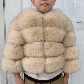 Детская меховая куртка из натурального лисьего меха детская меховая куртка подходит для девочек и мальчиков в возрасте 4-6 лет Детская меховая куртка универсальная