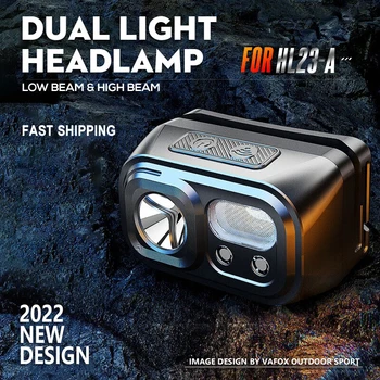 SUPERFIRE HL23-S 5 Вт Мини COB светодиодный Налобный фонарь, 9 режимов, Фара с датчиком движения, аккумулятор 2000 мАч, USB-C, Перезаряжаемый Фонарь для Кемпинга