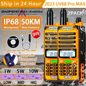 Baofeng UV-68 PRO MAX Портативная Рация Большей емкости Высокой Мощности IP68 Водонепроницаемая Дальнобойная Двухдиапазонная TypeC Upgrade UV9R