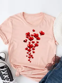 Трендовые футболки с принтом Любви, Одежда, Женская футболка с коротким рукавом, Стиль 90-х, Милая Женская Повседневная Модная Женская футболка с рисунком