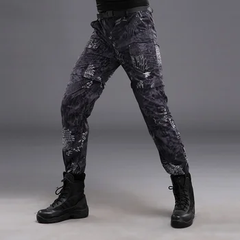 Съемные тактические мужские брюки, быстросохнущие спортивные брюки, военные спортивные штаны на молнии, армейский камуфляжный спортивный костюм, брюки