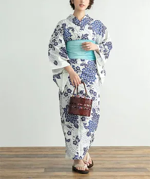 Женское японское традиционное Кимоно с Оби-сабо, хлопковые ретро принты, Официальный костюм Юката для косплея, платье для фотосъемки, 4 шт.