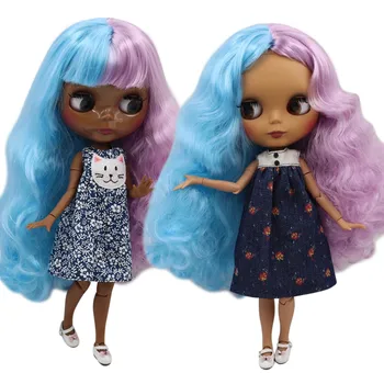 ЛЕДЯНАЯ кукла DBS Blyth с индивидуальным лицом и фиолетовыми смешанными синими волосами, совместное тело для 1/6 bjd для девочки, подарок № BL2137/6023