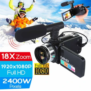 HD видеокамера Ночного видения с 3-дюймовым ЖК-экраном и 18-кратным цифровым зумом, камера с микрофоном, широкоугольный объектив