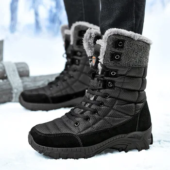 Мужские зимние ботинки, супер теплые мужские походные ботинки, Высококачественные водонепроницаемые кожаные Высокие мужские ботинки Большого размера, уличные кроссовки