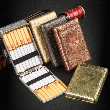 Классический Органайзер для Сигарет с 3 Отверстиями, Металлический Откидной Портсигар с Гравировкой, Вмещающий 14 сигарет, Серебристый, ручной Работы, Встроенная Эластичная лента