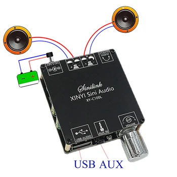 Плата цифрового усилителя мощности Bluetooth 5,0 мощностью 2 * 100 Вт, динамик AUX, беспроводной модуль для стереомузыки 2.0 CH, аудиоусилитель
