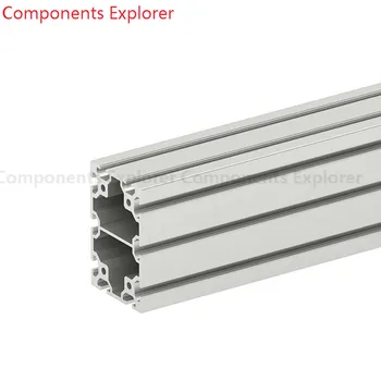Алюминиевый экструзионный профиль произвольной резки 1000 мм 80120 серебристого цвета.