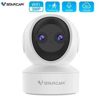 Vstarcam 3-Мегапиксельная камера с двумя объективами Wi-Fi Камера для помещений Видеонаблюдение Беспроводной видеоняни и радионяни Автоматическое Отслеживание двухстороннего аудио