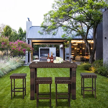 Барный стул-Стол и Стул из 5 коричневых Градиентных Садовых стульев Для улицы и сада