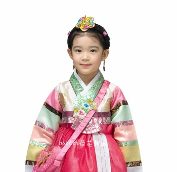 Новое Модное платье в традиционном корейском стиле Ханбок для маленьких девочек, Хлопковая Детская азиатская одежда с длинными рукавами