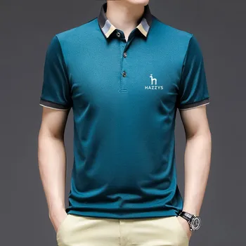 Одежда для гольфа Мужская Новая Классическая однотонная рубашка Поло Мужская шелковая хлопковая Летняя футболка с коротким рукавом Гольф Повседневное деловое поло