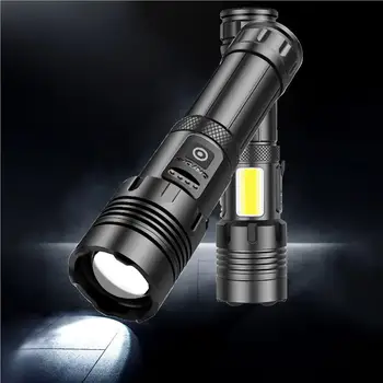 1500 Люмен Яркий светодиодный фонарик XHP70 COB, USB Перезаряжаемая Водонепроницаемая лампа, Портативный фонарик P70 с телескопическим зумом