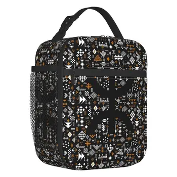 Керамические узоры Kabyle, изолированная сумка для ланча для школы, офиса, геометрический многоразовый термоохладитель, ланч-бокс для женщин и детей