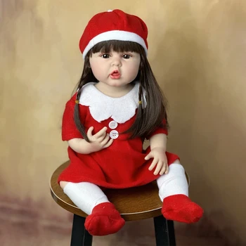 22-Дюймовый Комплект для новорожденных Bebe Reborn de Silicona Reborn с Длинными Прямыми волосами, Рождественский подарок для девочек, милые куклы