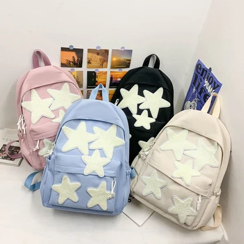 Женский повседневный школьный рюкзак, Милые сумки с пятиконечной звездой на плечо для девочек-подростков, студенток, Сумка для ноутбука Большой емкости