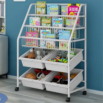 Шкаф для хранения, органайзер для хранения игрушек с 4 бежевыми пластиковыми ящиками для хранения