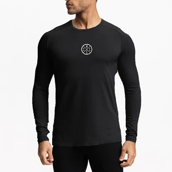 Мужская футболка для Бега, Спортивная одежда для Бодибилдинга, Быстросохнущие Компрессионные топы с длинными рукавами, Мужская облегающая футболка для Фитнеса