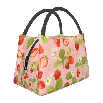 Милая сумка для ланча с клубникой, контейнеры для ланча, Термос для еды, Ланч-бокс для девочек-подростков, Школьные рабочие дорожные сумки для пикника, средние сумки для Бенто