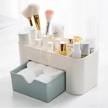Акриловый пластиковый Органайзер для макияжа, коробка для хранения с выдвижным ящиком, чехол для хранения ватных палочек, органайзер для губной помады, кисточка, держатель для макияжа