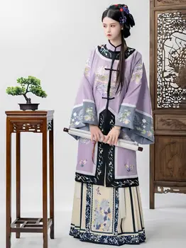 Yourqipao/ Традиционная женская осенне-зимняя юбка с лошадиной мордой, тяжелая вышивка, одежда династии Цин, китайская юбка Ханфу