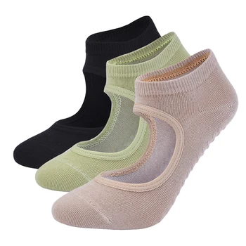 Женские высококачественные носки для пилатеса, противоскользящие дышащие носки для йоги с открытой спиной, женские балетные танцевальные спортивные носки для фитнес-зала