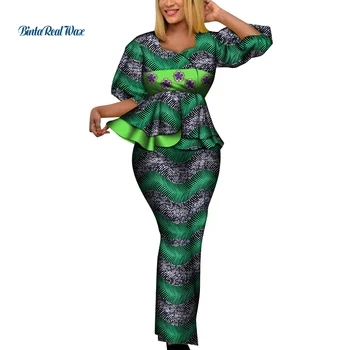 Комплекты топа и юбок с африканской аппликацией для женщин Bazin Riche, Традиционная африканская женская одежда для Вечеринки, Комплекты юбок из 2 предметов, WY7898