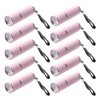 10X Наружный мини-фонарик с розовым резиновым покрытием из 9 светодиодов