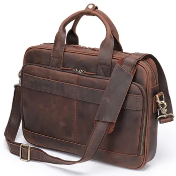 Кожаные Сумки, сумки для рабочего ноутбука, Мужская сумка для документов, сумка из натуральной кожи, мужская сумка-накладка 15,6, повседневный портфель в стиле ретро