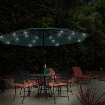 Зонт для патио – 10-футовый абажур со светодиодными лампами на солнечных батареях от Pure Garden (зеленый)