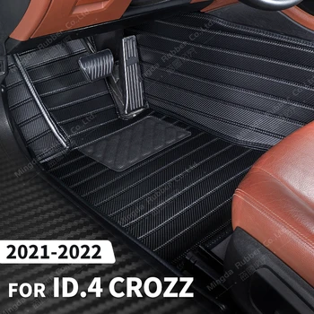 Изготовленные на заказ Коврики из углеродного волокна для VW Volkswagen ID.4 Crozz 2021 2022, Ковровое покрытие для ног, Аксессуары для интерьера Автомобиля