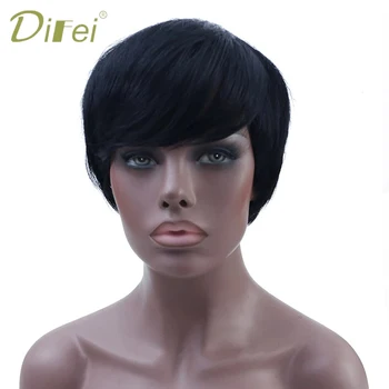 Синтетический парик DIFEI с короткими прямыми волосами, черный парик Cospaly, парик из высокотемпературного волокна, парик для вечеринки в честь Хэллоуина для женщин