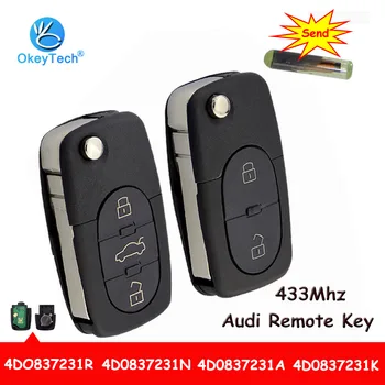 OkeyTech 3 Кнопки Флип Складной Авто Брелок Дистанционный Ключ 433 МГц ID48 Чип для Audi A3 A4 A6 A8 Старых Моделей RS4 TT Quttro 4D0837231A