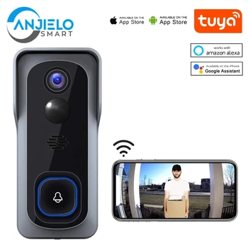 Tuya WiFi 1080P HD Умный видеодомофон с дистанционным управлением ночного видения, батарея, совместимая с Google и Alexa, водонепроницаемая