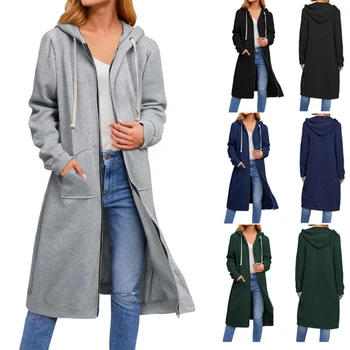 Женские Повседневные куртки с капюшоном на открытом воздухе, пальто на молнии с длинным рукавом, Женский кардиган, Повседневные Свободные пальто, Топ для девочек 2022