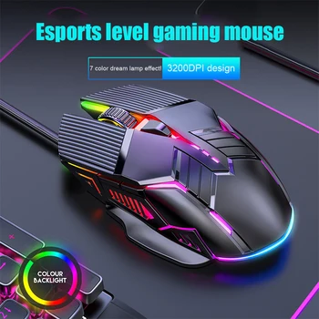 6-кнопочные светодиодные Бесшумные мыши, Эргономичная проводная игровая мышь, USB Компьютерная мышь, Игровая RGB Mause, Геймерская мышь для ПК, ноутбука