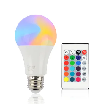 10 Вт RGB с дистанционным управлением, цветная лампа E27 с регулируемой яркостью, светодиодная лампа Smart Light, светодиодные лампы с дистанционным управлением, цветные светодиодные лампы