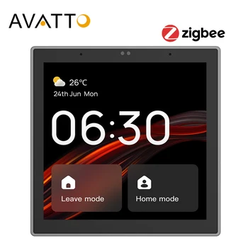 AVATTO 4-дюймовый сенсорный переключатель сцены Tuya ZigBee 3.0 Smart Central Control, Встроенный беспроводной концентратор Zigbee Gateway Hub, Голосовое управление Alexa