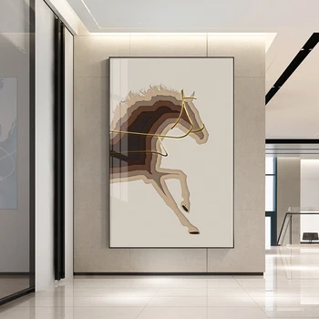 Креативная абстрактная картина с животными на холсте, Лошадь, Слон, плакат в скандинавском стиле, настенное художественное изображение, Современный декор для гостиной, Куадрос