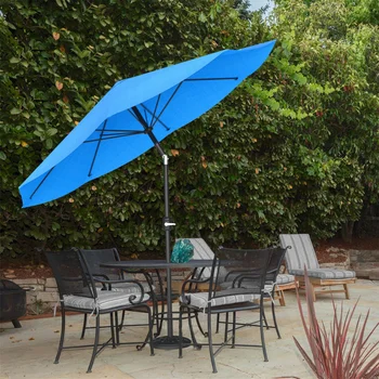 Зонт для патио Pure Garden с автоматическим наклоном, 10 футов из алюминия, легко поворачивается, ярко-синий зонтик plage sombrilla playa
