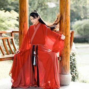 Китайское традиционное платье Hanfu для мужчин и женщин, Костюм для Косплея на Хэллоуин, Праздничное платье Hanfu, Красные комплекты для женщин и мужчин, большие размеры 4XL