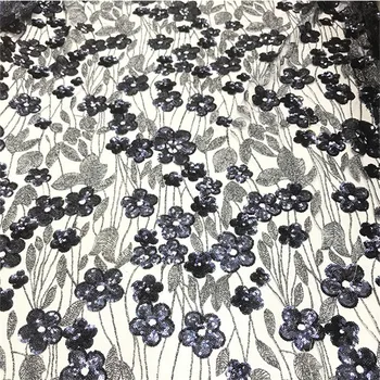 Ткани с вышивкой Lace118 Florals D, расшитые блестками, ткань с блестками для женских платьев и вечерних нарядов, Кружевные сетчатые ткани для украшения